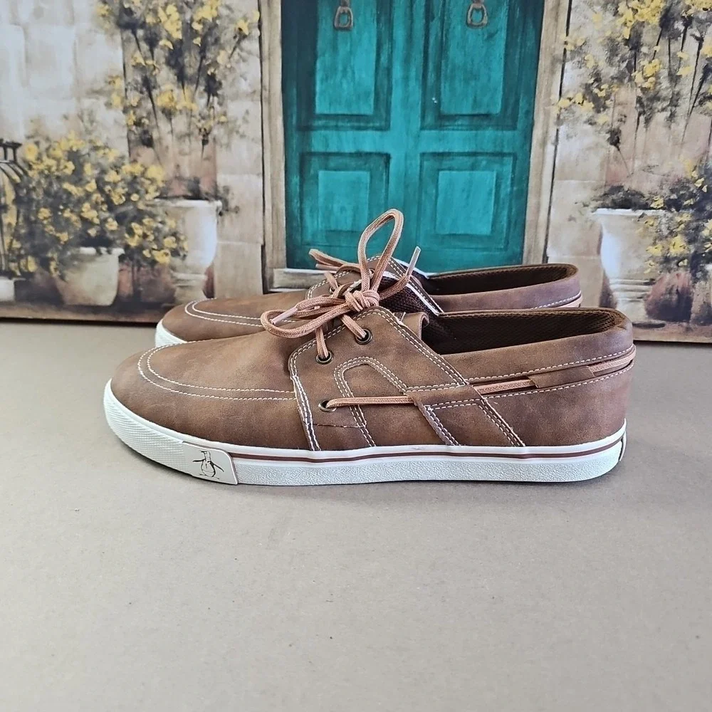 Original Penguin Barrow Boat‎ Lace Mens Brown Loafers & Slip Ons Boat Shoes 11.5